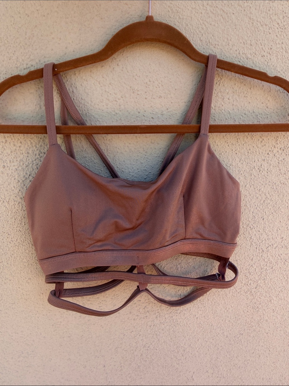 Forever 21 Rose-gold bronze shimmer Strappy Sports cage Bralette M